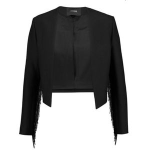 Maje "Vilma" Crop Fringe Black Blazer